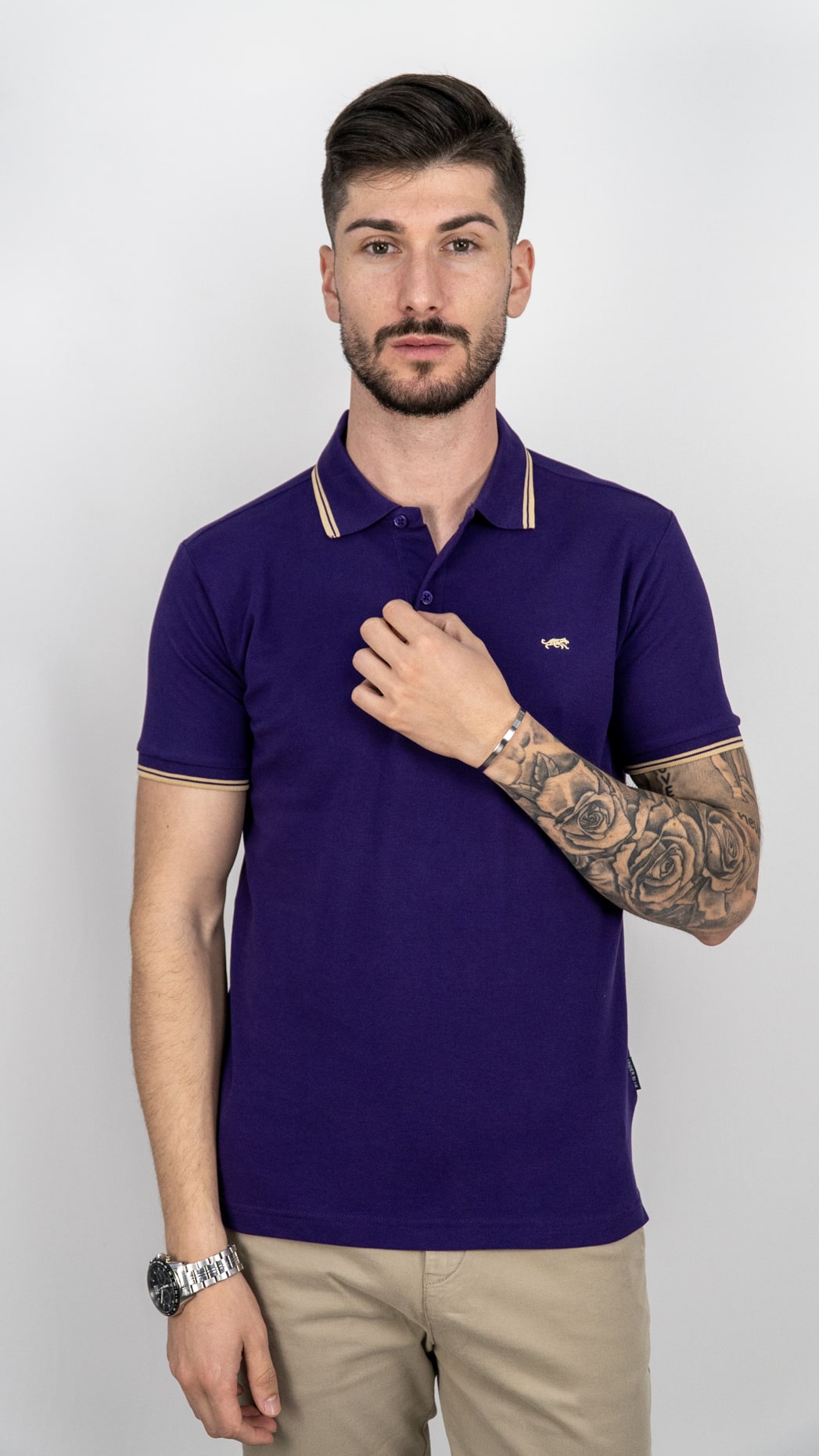 Pólo Stripe Lilás