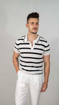 Polo Branco Com Riscas Preto