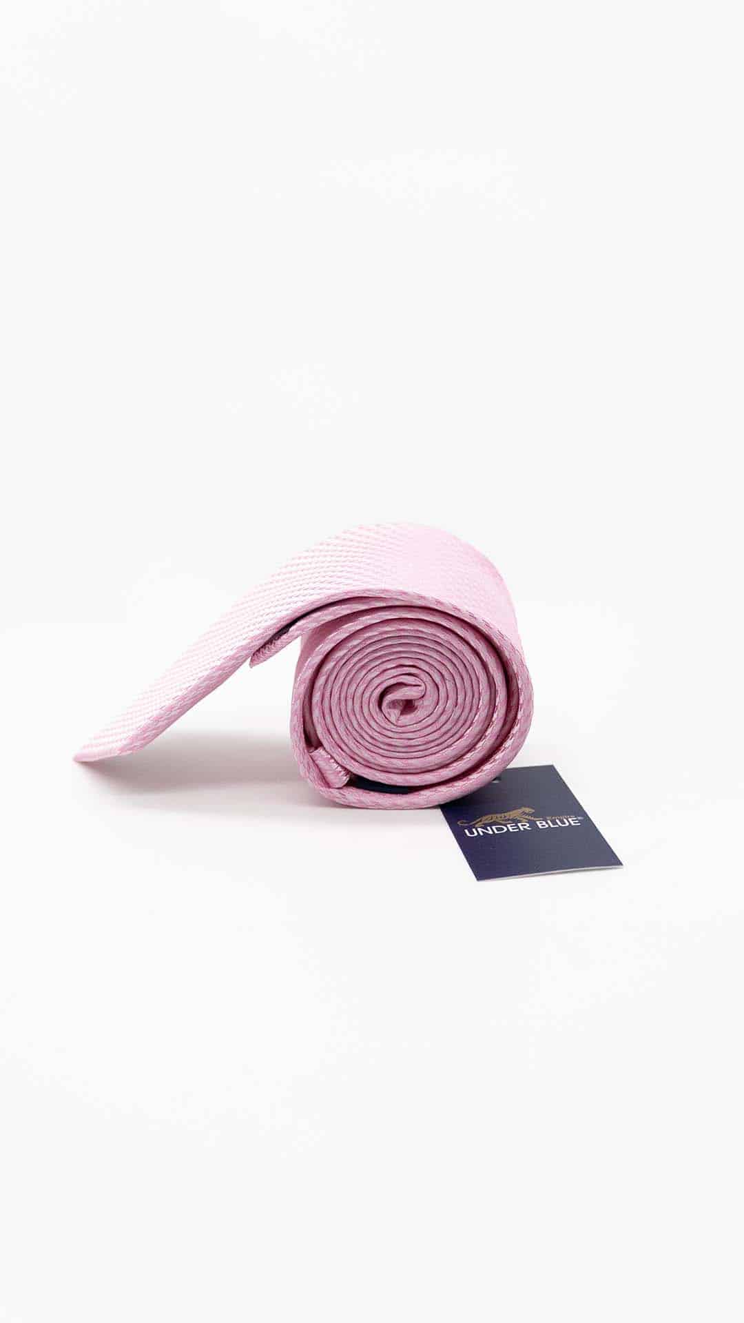 Gravata Skinny Rosa Claro com Padrão