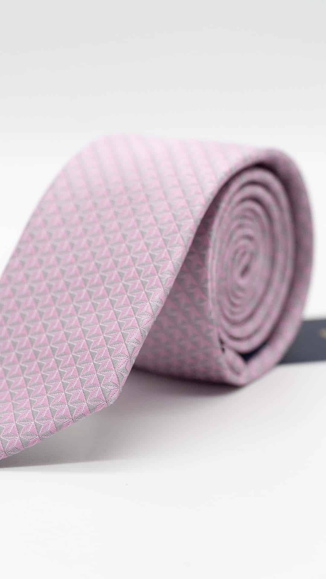 Gravata Skinny Rosa e Cinza