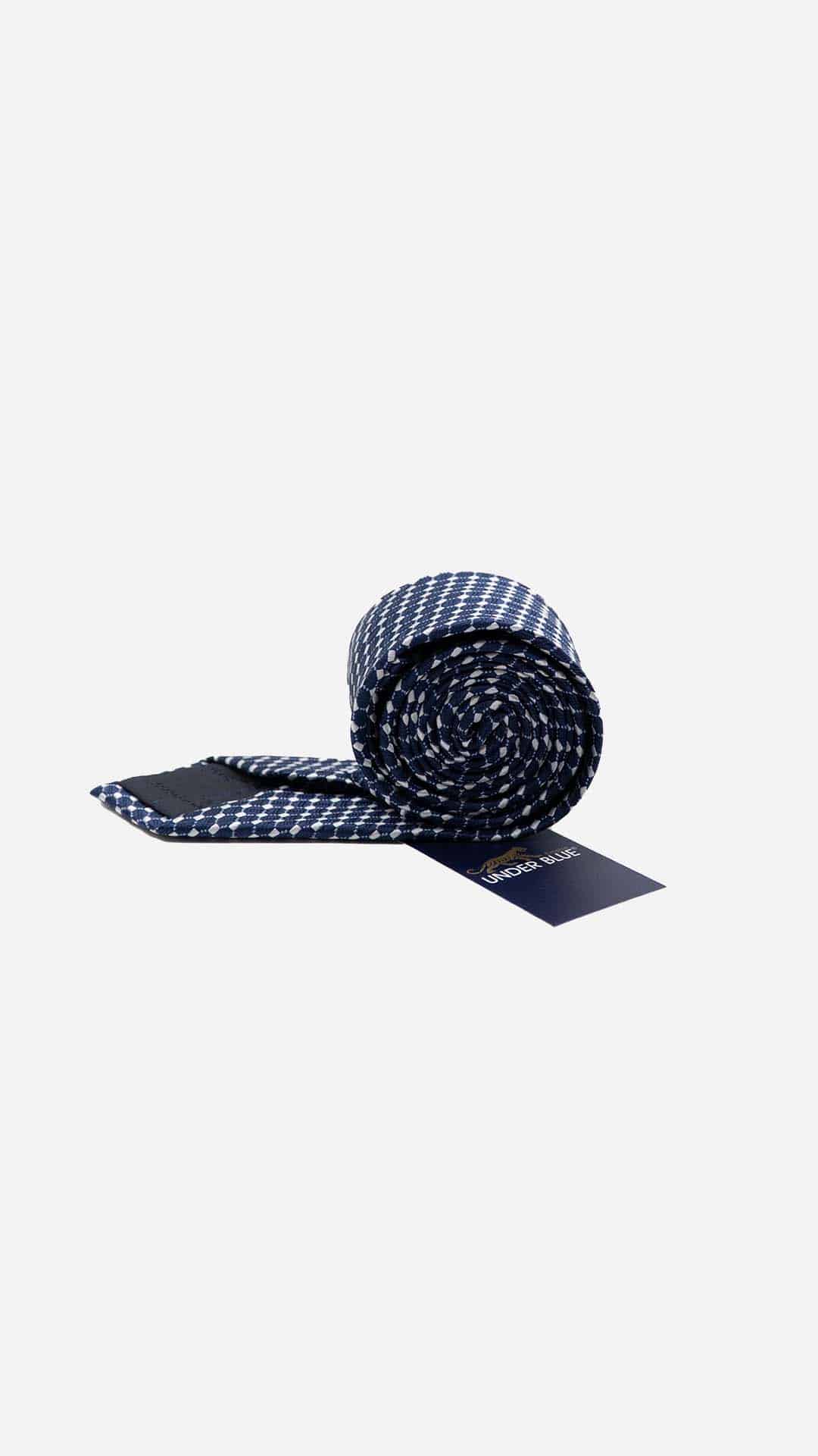 Gravata Skinny com Padrão Azul e Branco