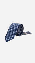 Gravata Skinny com Padrão Azul e Branco