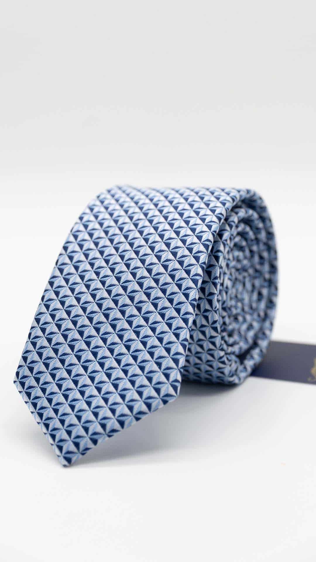 Gravata Skinny Azul Claro e Cinza