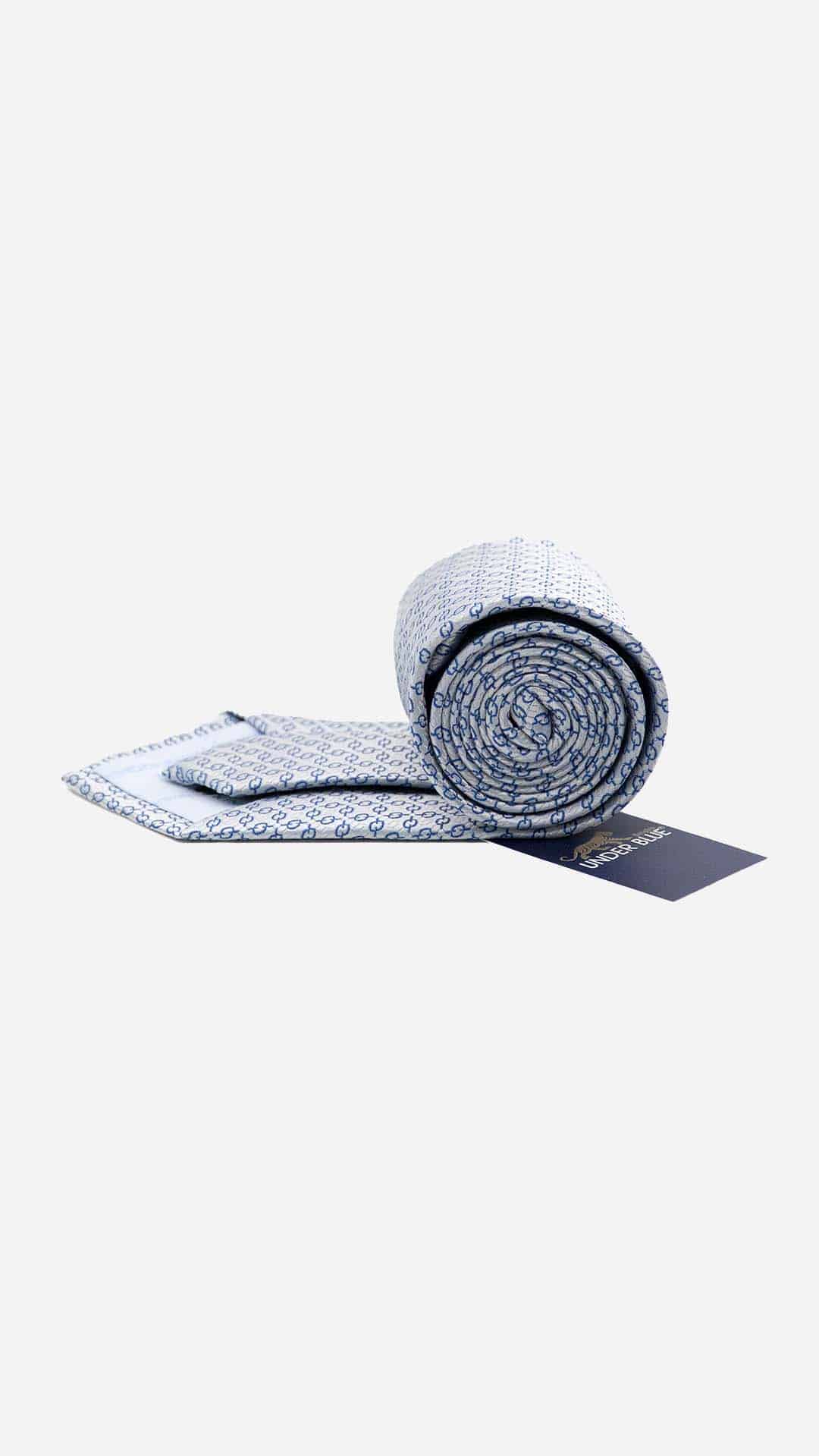 Gravata Regular Cinza com Padrão Azul