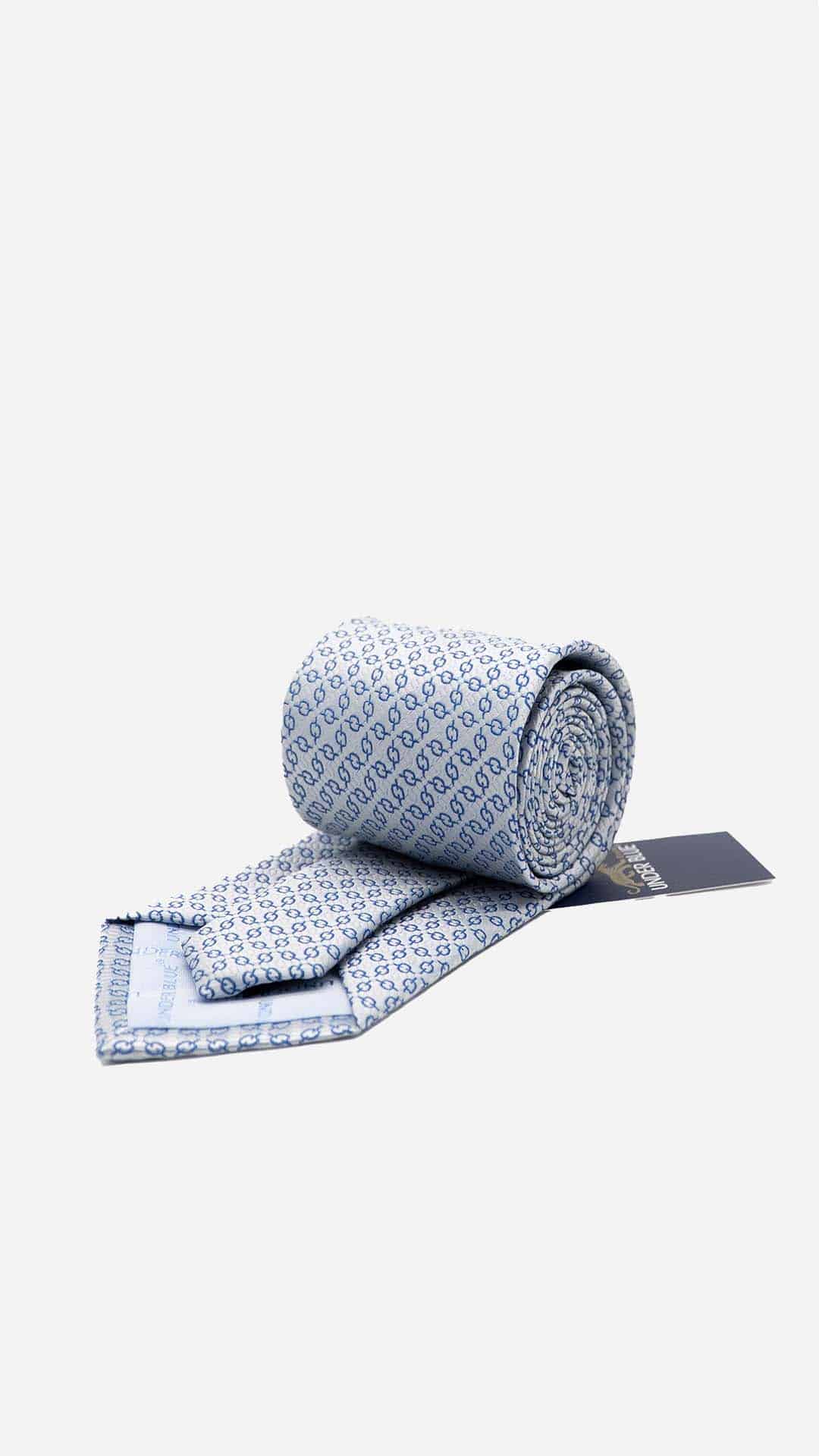 Gravata Regular Cinza com Padrão Azul