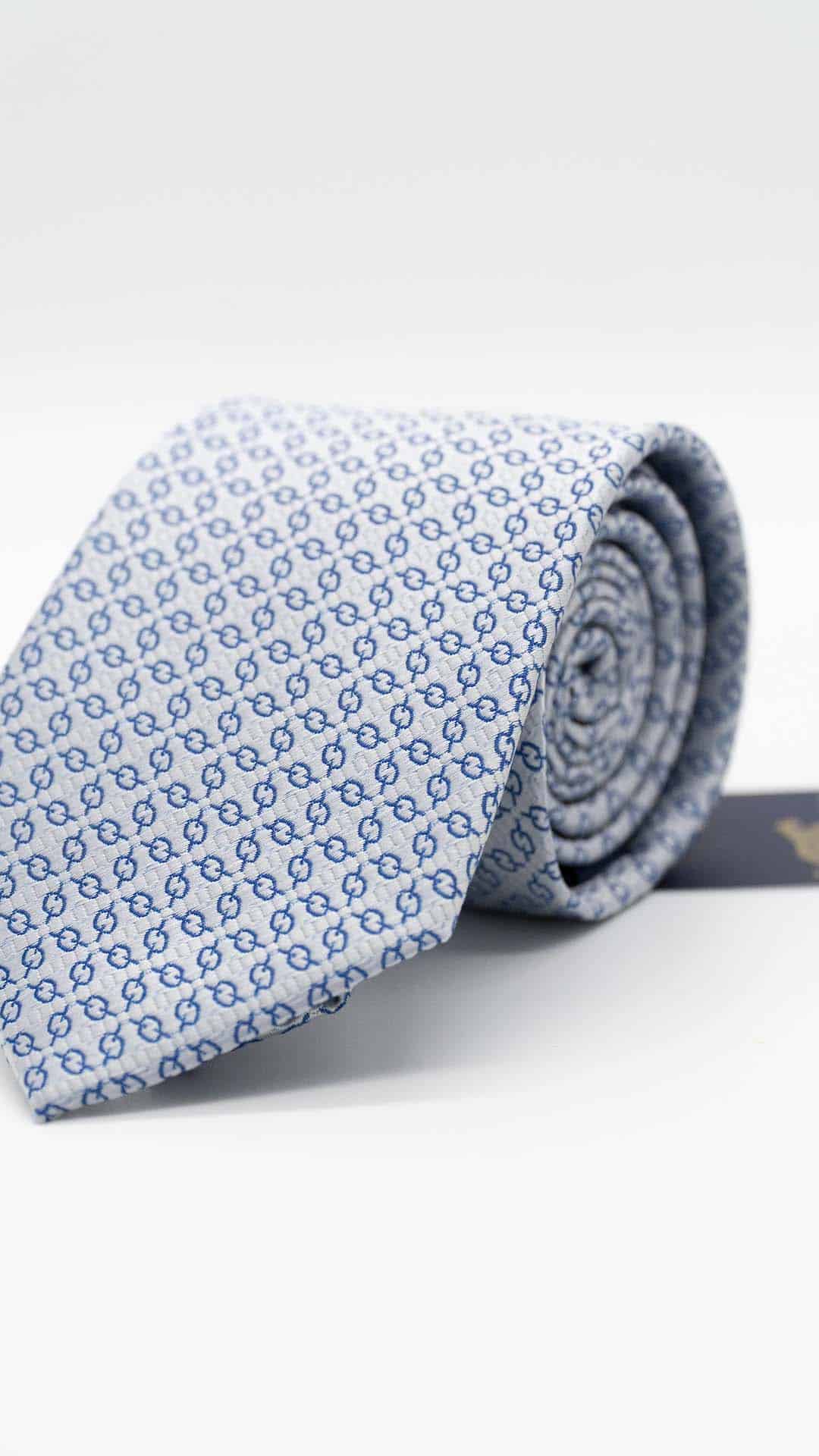 Gravata Regular Cinza com Padrão Azul
