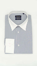 Camisa Regular Clássica Branca com Riscas Cinzenta