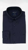 Camisa Botão no Colarinho Azul Escuro