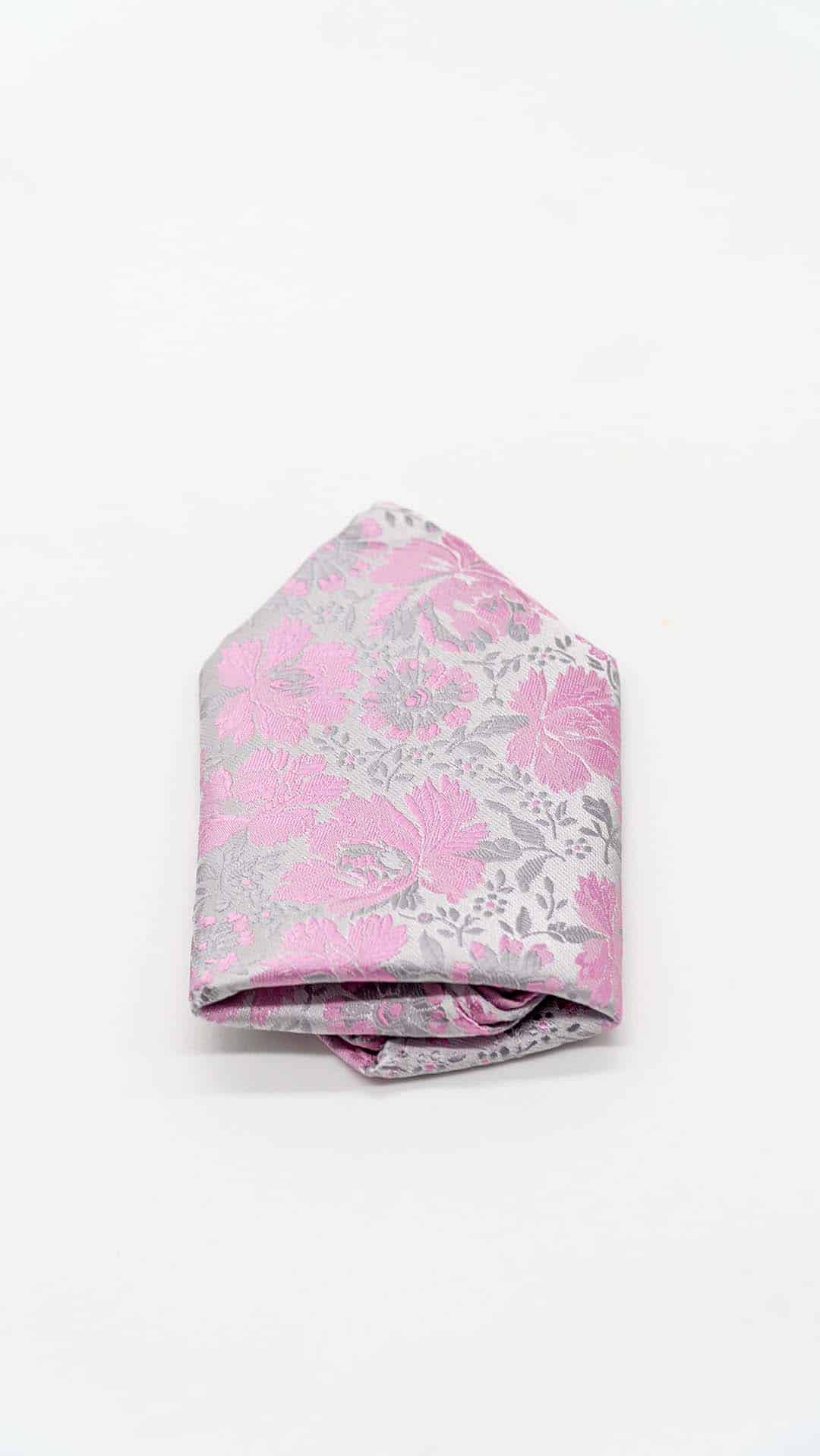 Lenço de Bolso Cinza e Rosa