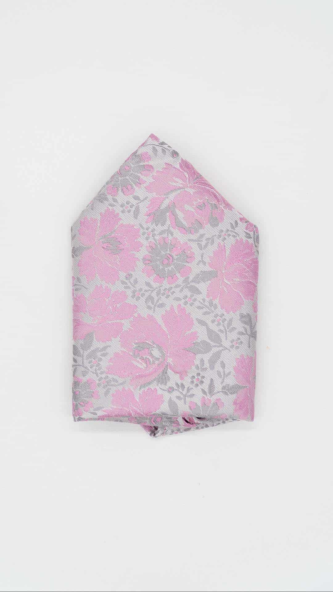 Lenço de Bolso Cinza e Rosa