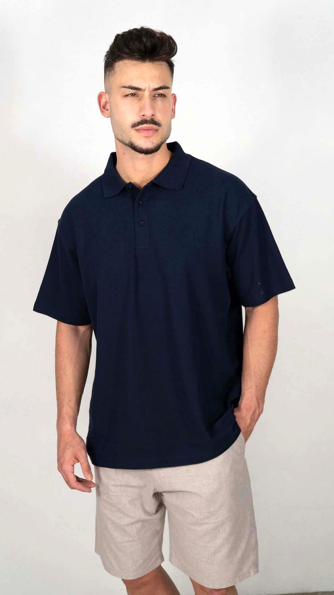 Polo Azul Marinho Liso