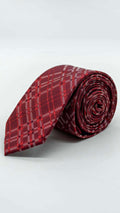 Gravata Skinny Burgundy com Padrão