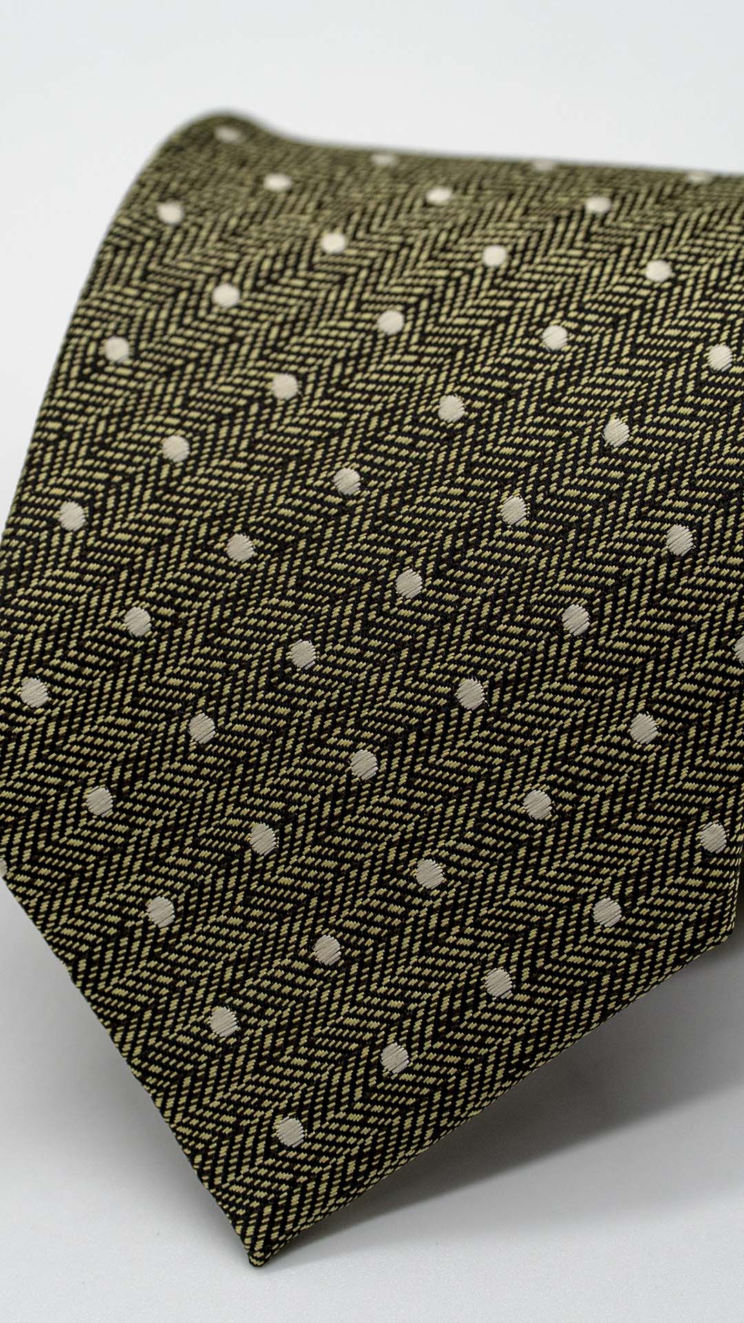 Gravata Regular Verde com Pintas Bege
