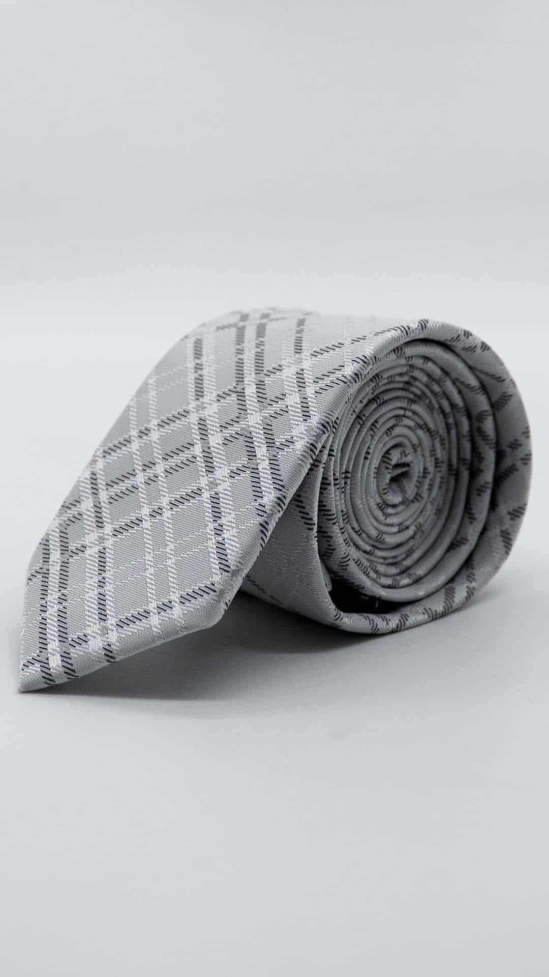 Gravata Skinny Grey com Padrão