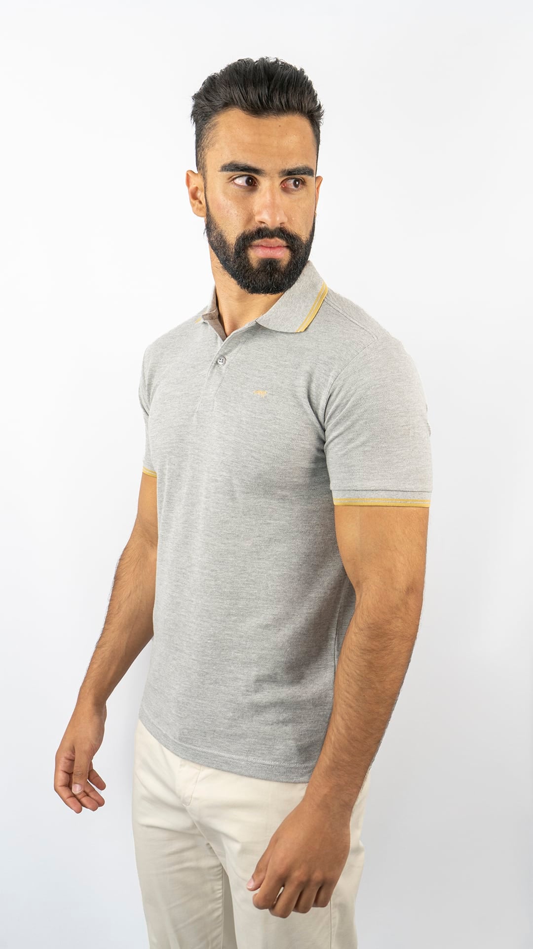 Pólo Stripe Cinzento
