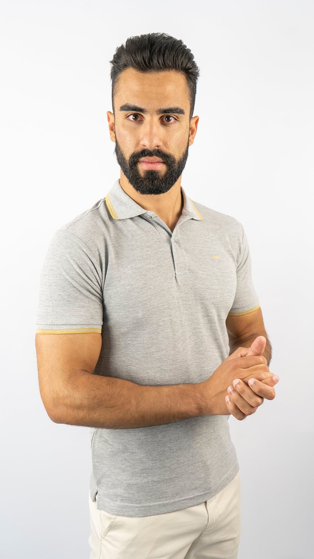 Pólo Stripe Cinzento