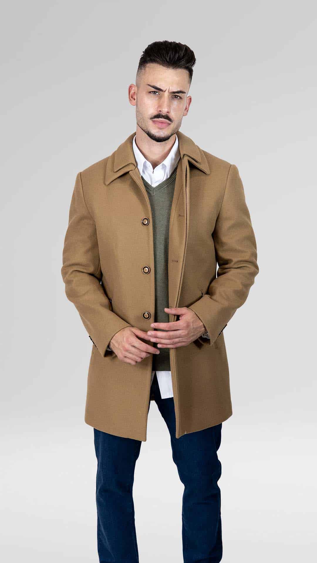 Sobretudo Camel com Bolso de Fecho