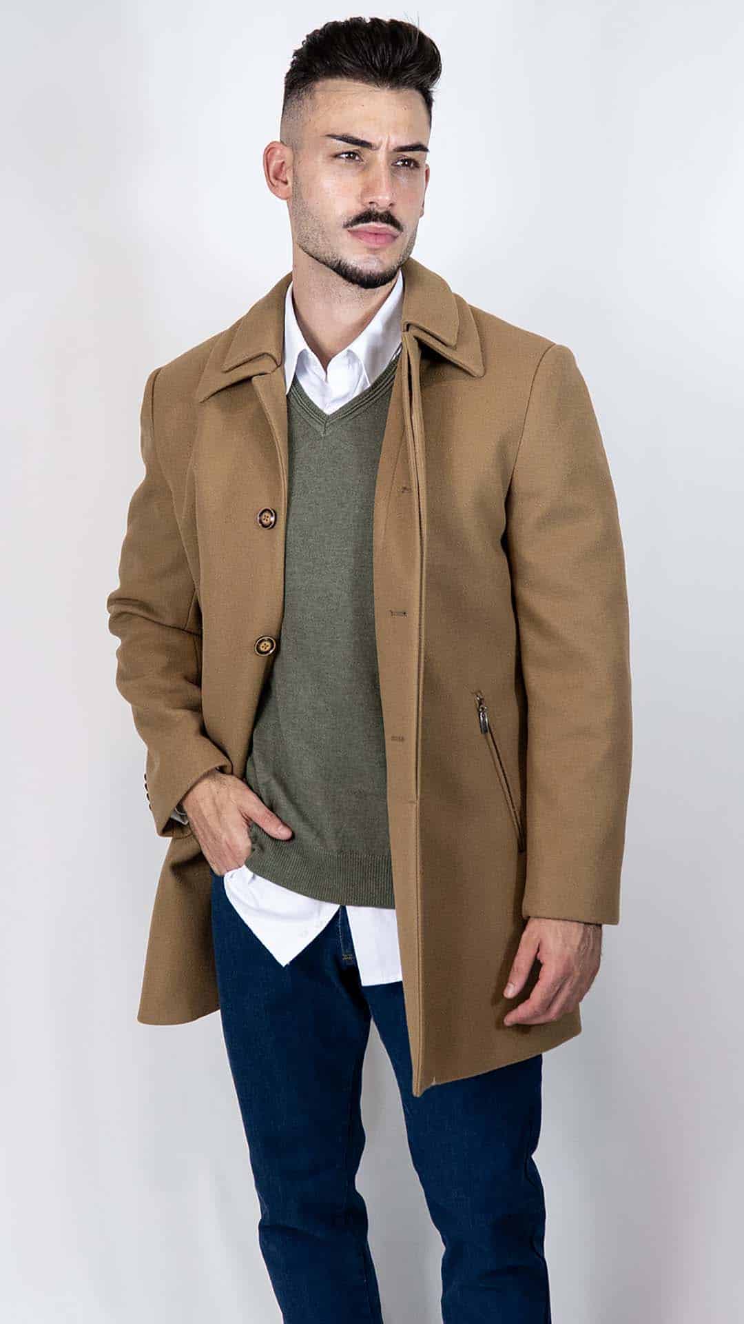 Sobretudo Camel com Bolso de Fecho