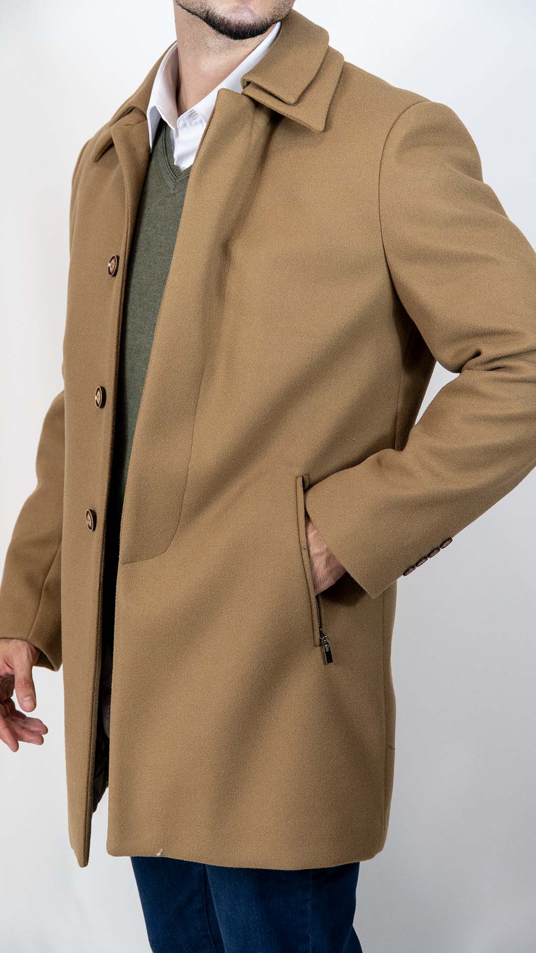 Sobretudo Camel com Bolso de Fecho