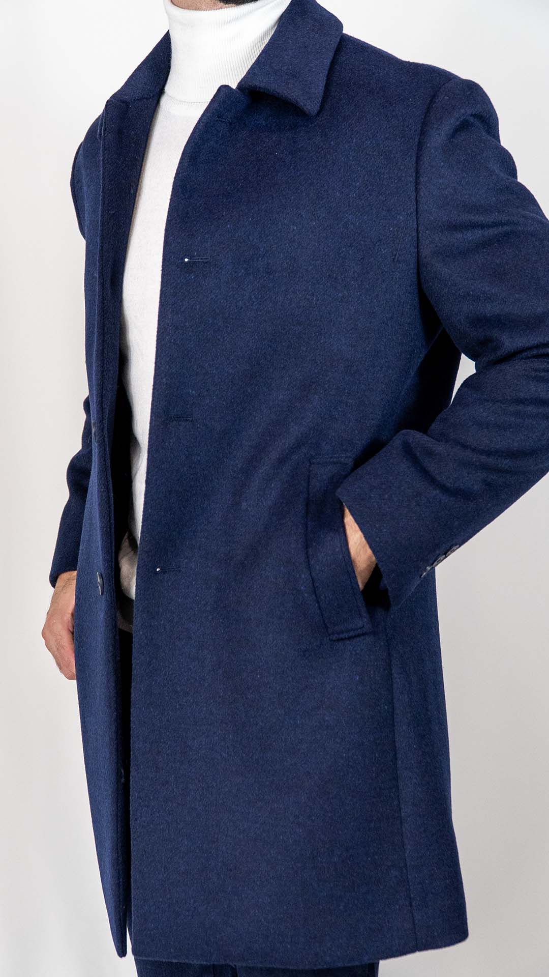 Sobretudo de Lã Azul Marinho