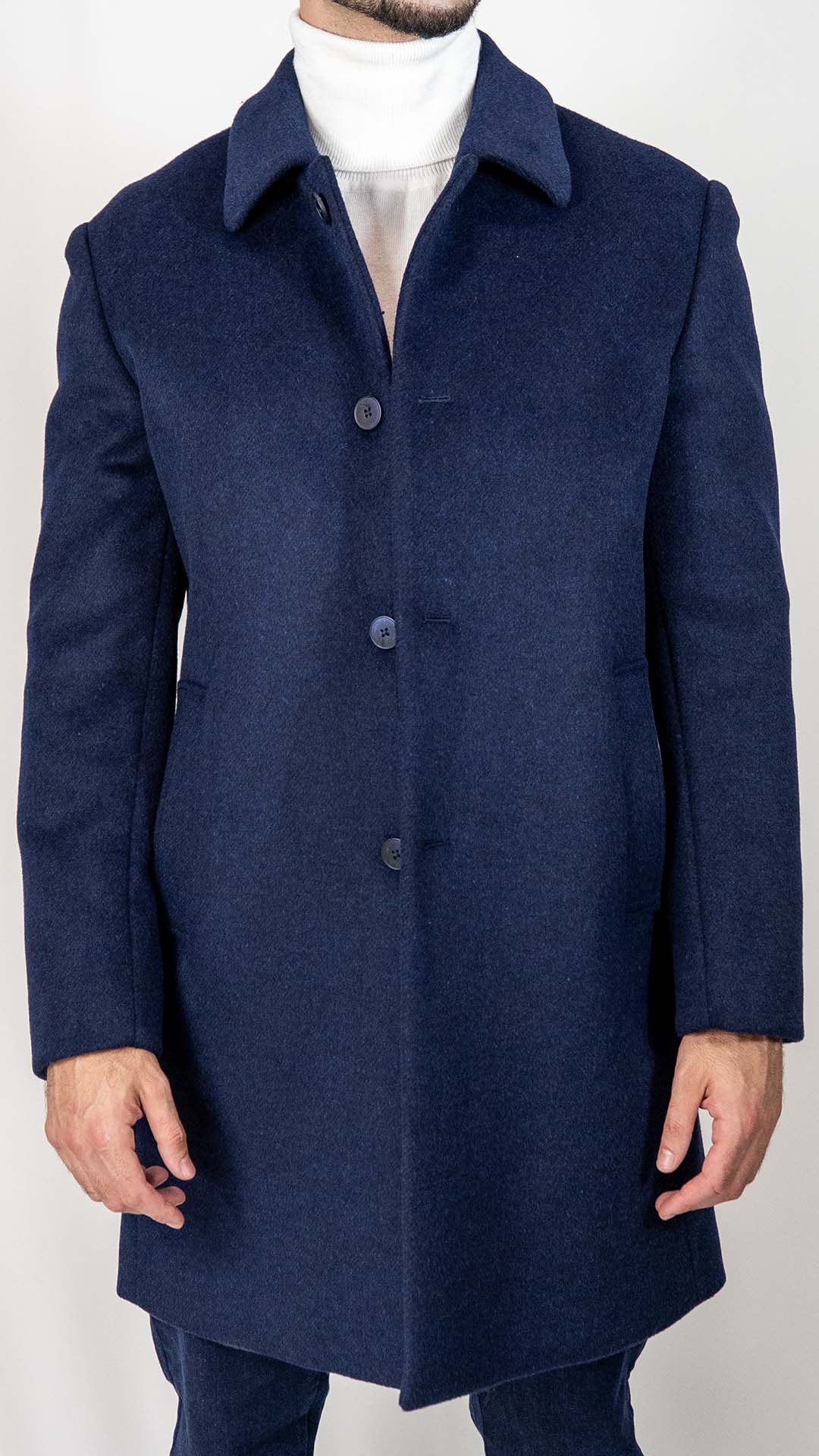 Sobretudo de Lã Azul Marinho