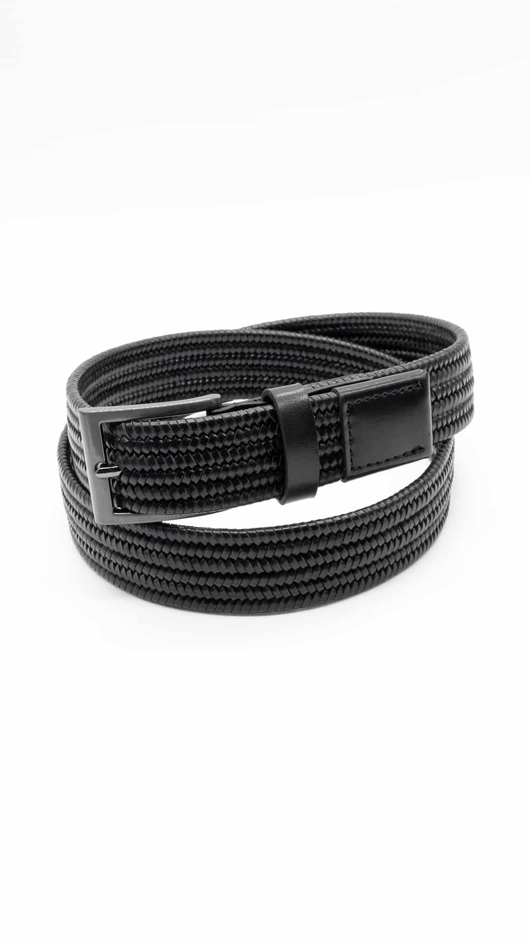 Cinto Preto Entrançado de Pele