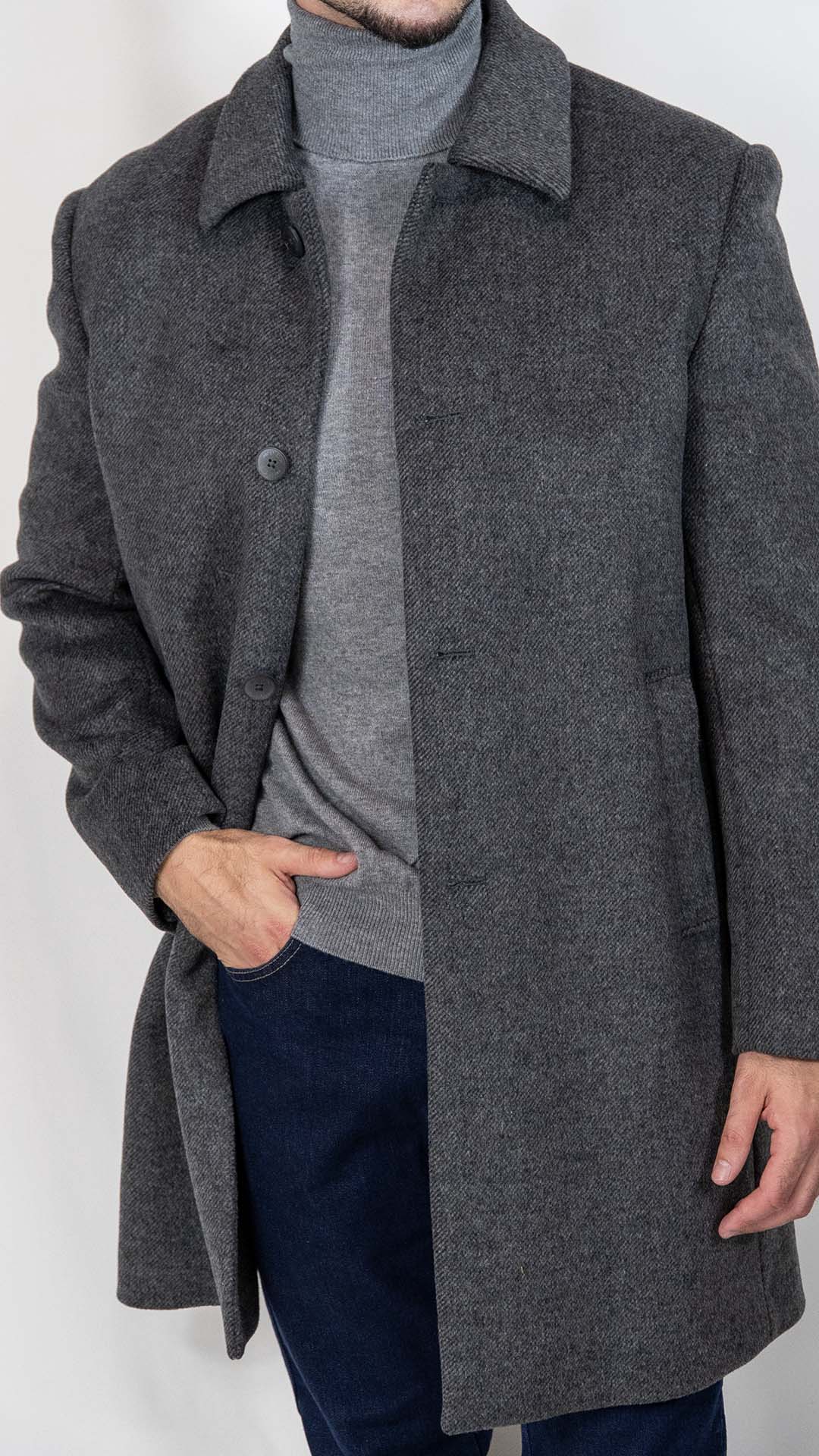 Sobretudo de Lã Cinza