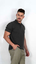 Polo Cinzento Escuro Liso