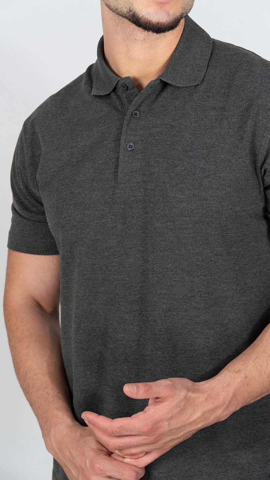 Polo Cinzento Escuro Liso