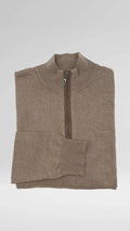 Camisola de Malha Castanha Meio Fecho