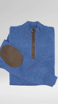 Camisola de Malha Azul com Cotoveleiras