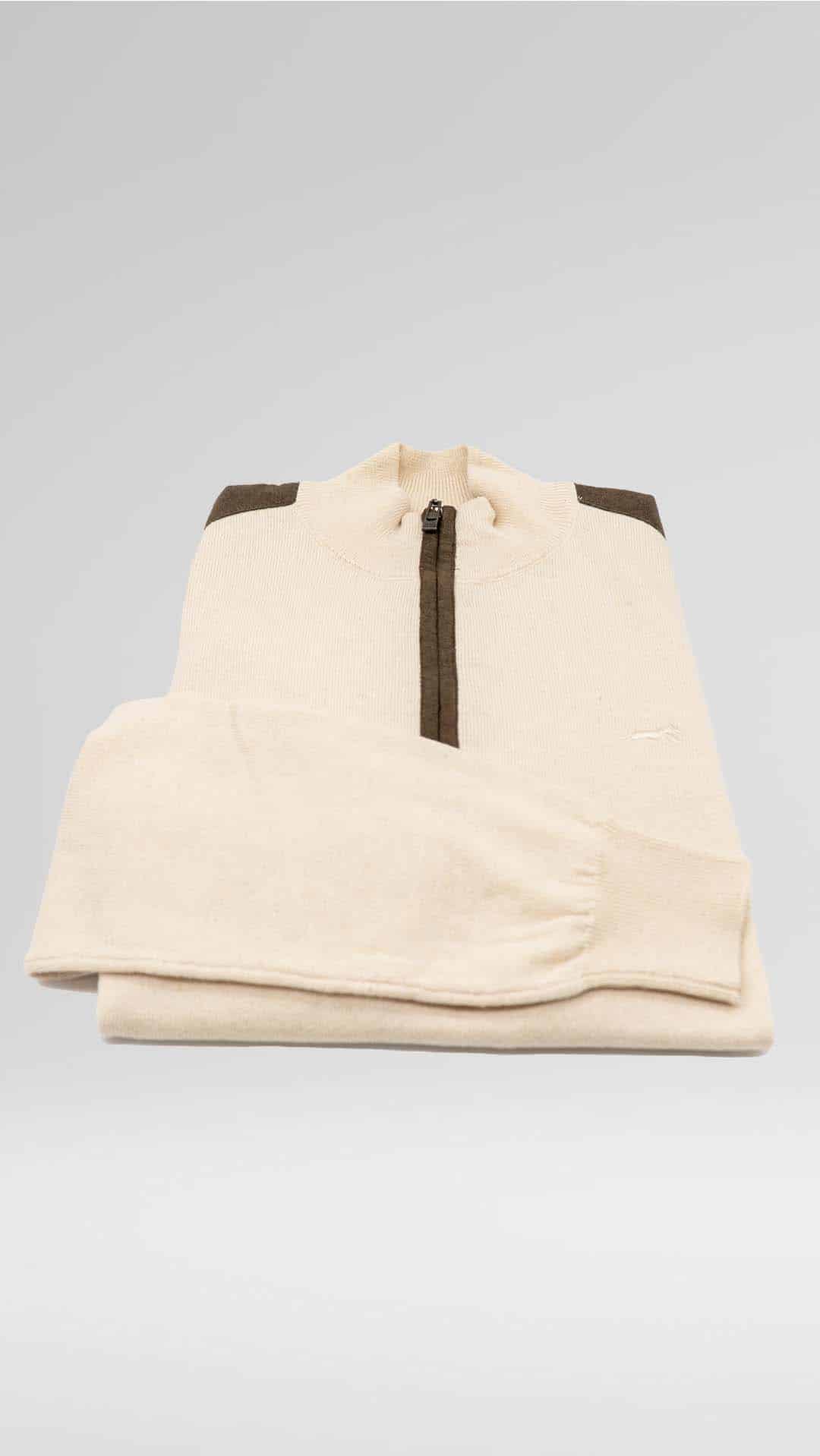 Camisola de Malha Bege Meio Fecho