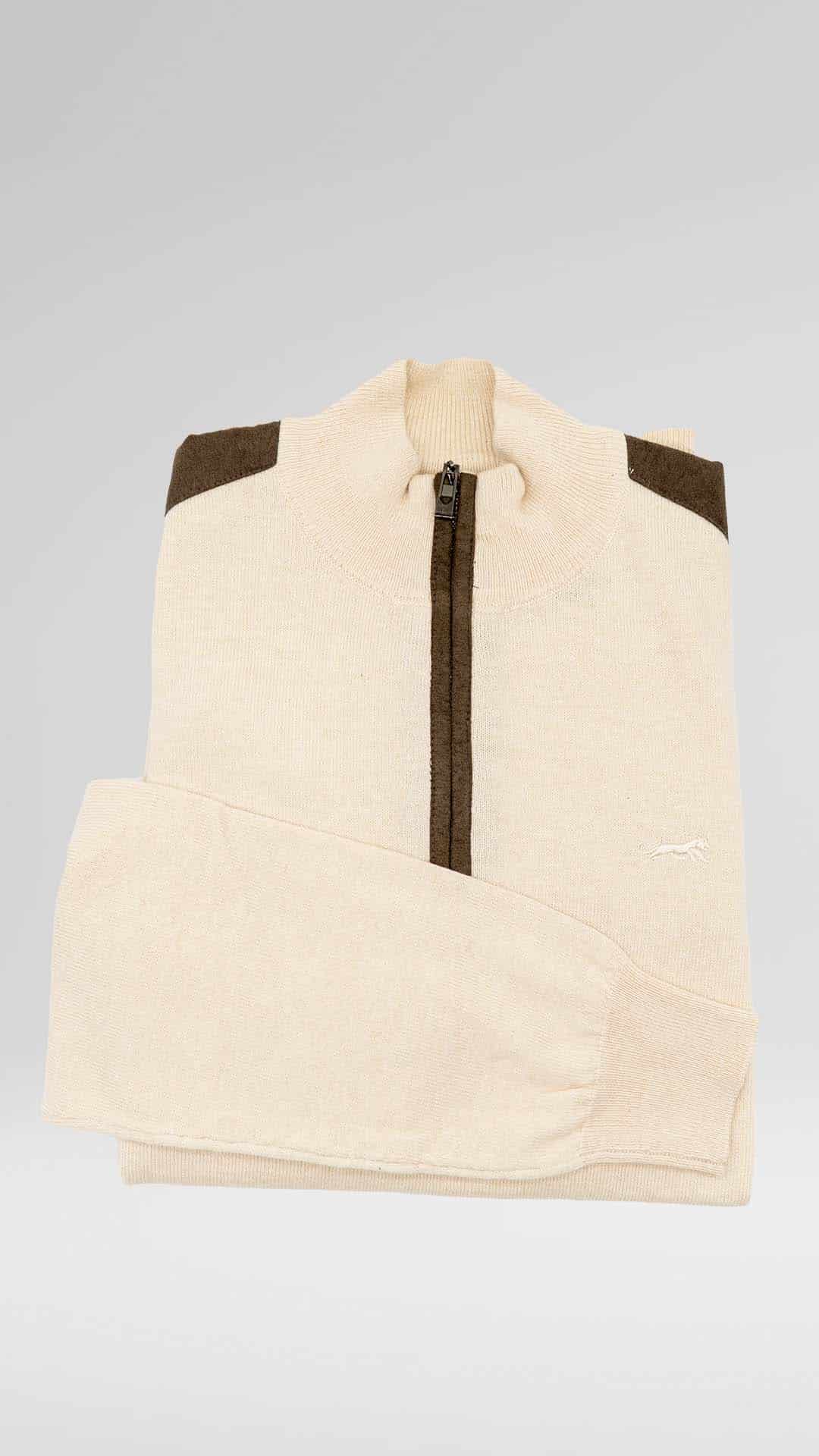 Camisola de Malha Bege Meio Fecho