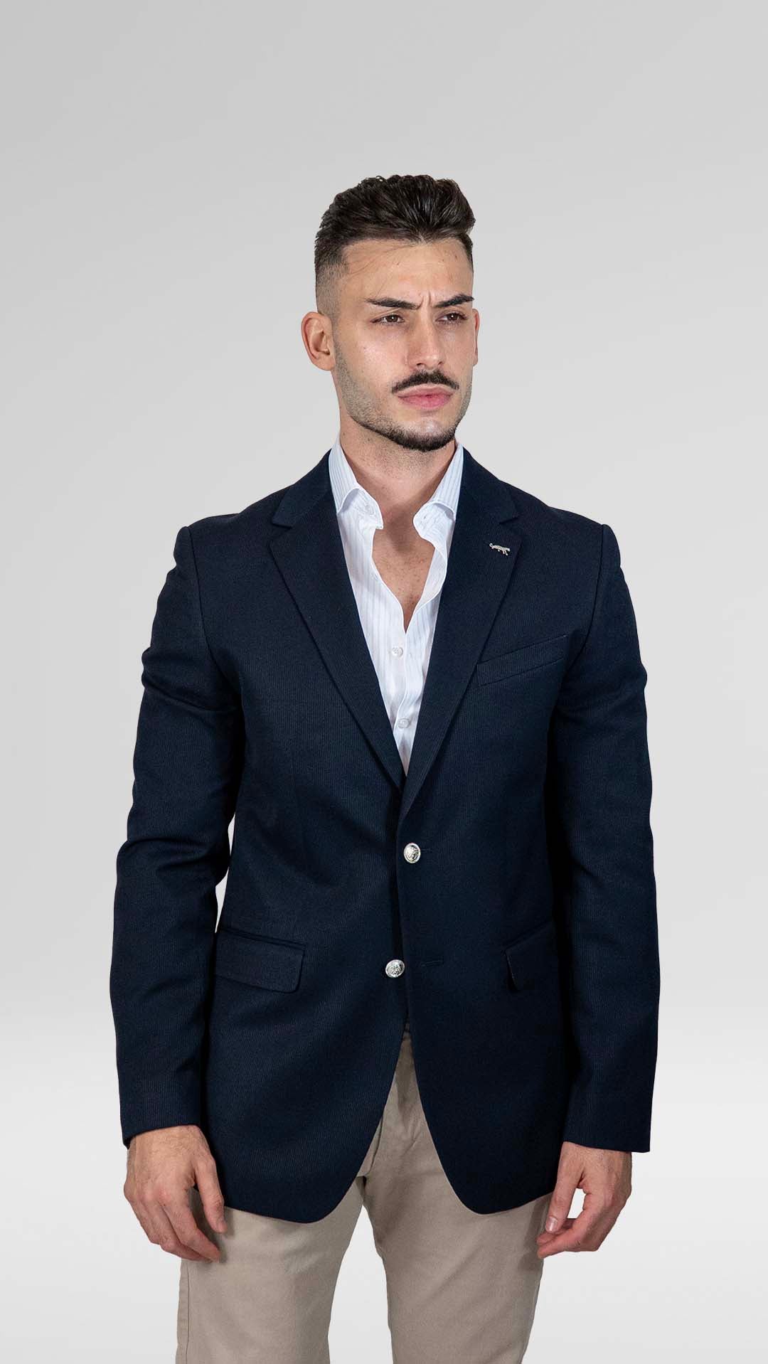 Blazer Azul com Botões Prateados