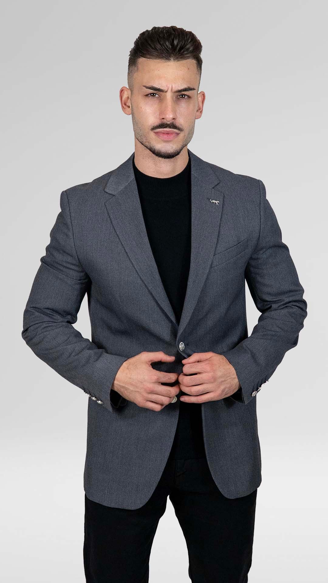 Blazer Cinzento com Botões Prateados