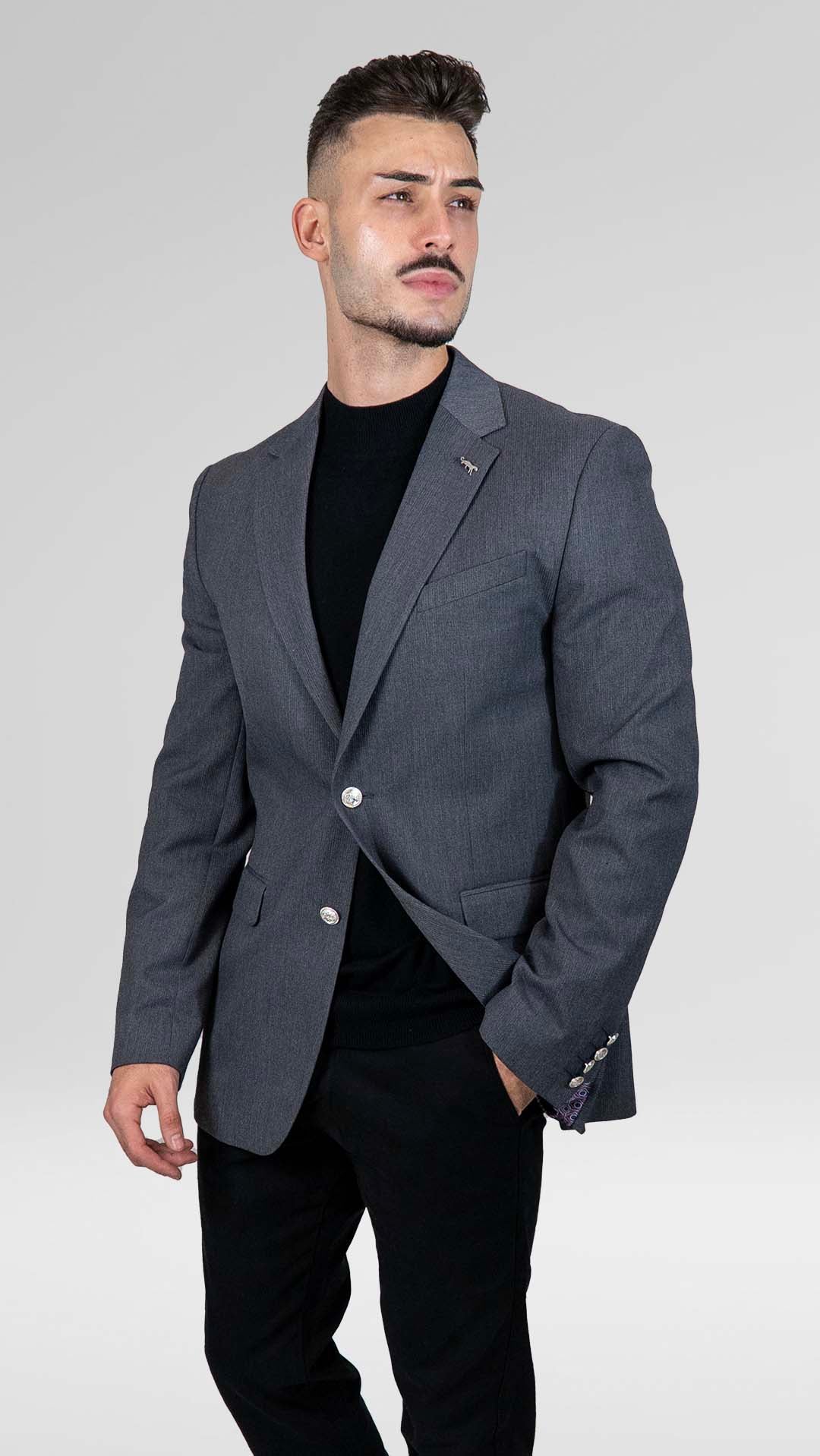 Blazer Cinzento com Botões Prateados