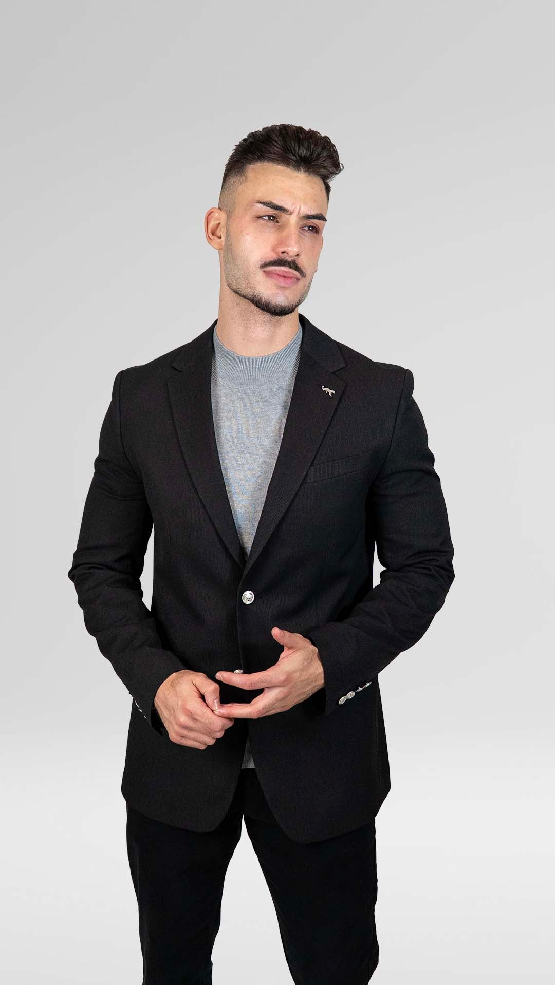 Blazer Preto com Botões Prateados