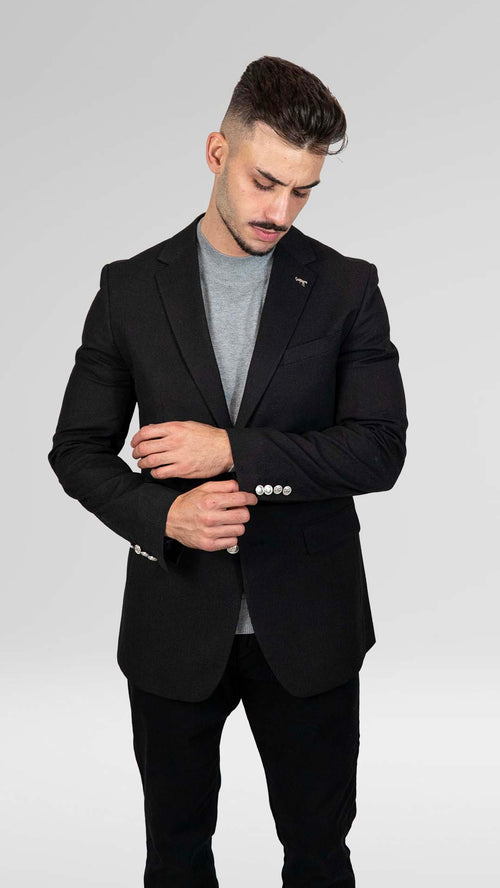 Blazer Preto com Botões Prateados