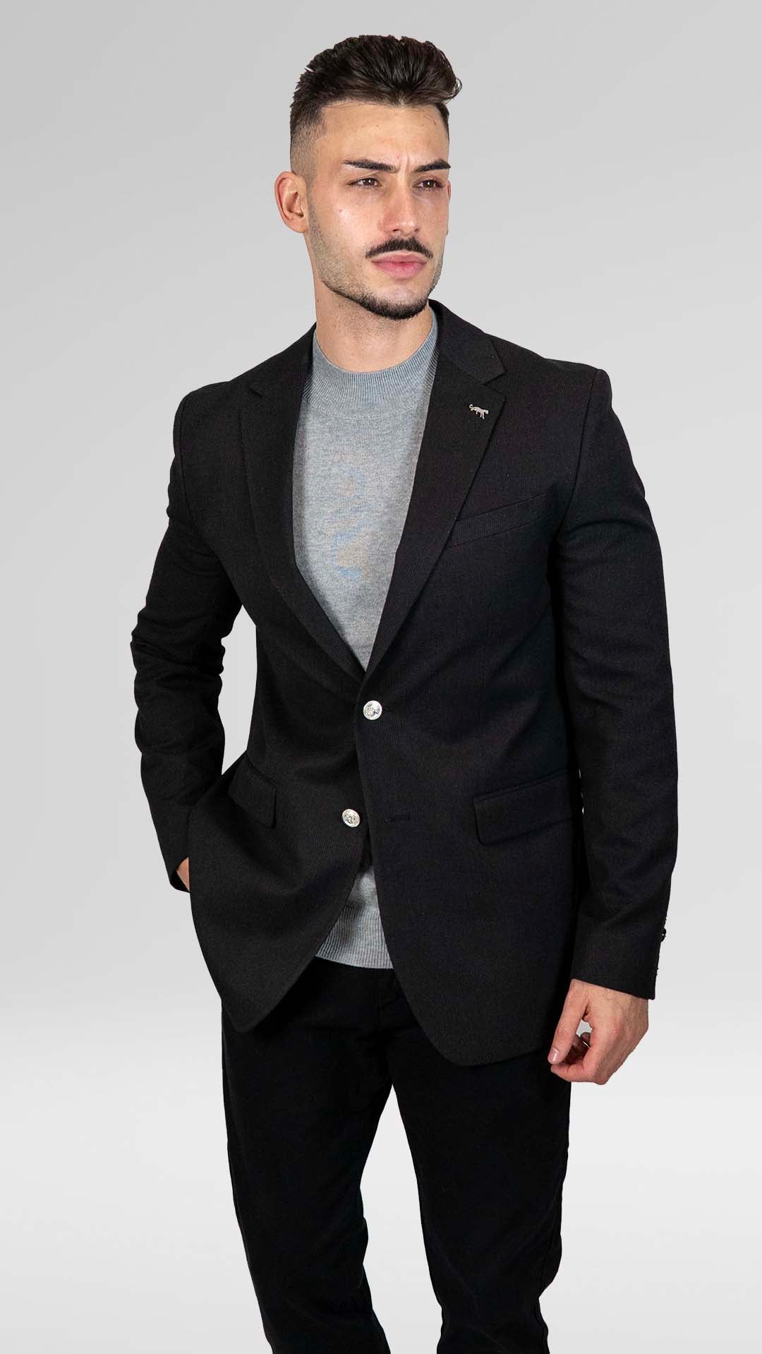 Blazer Preto com Botões Prateados