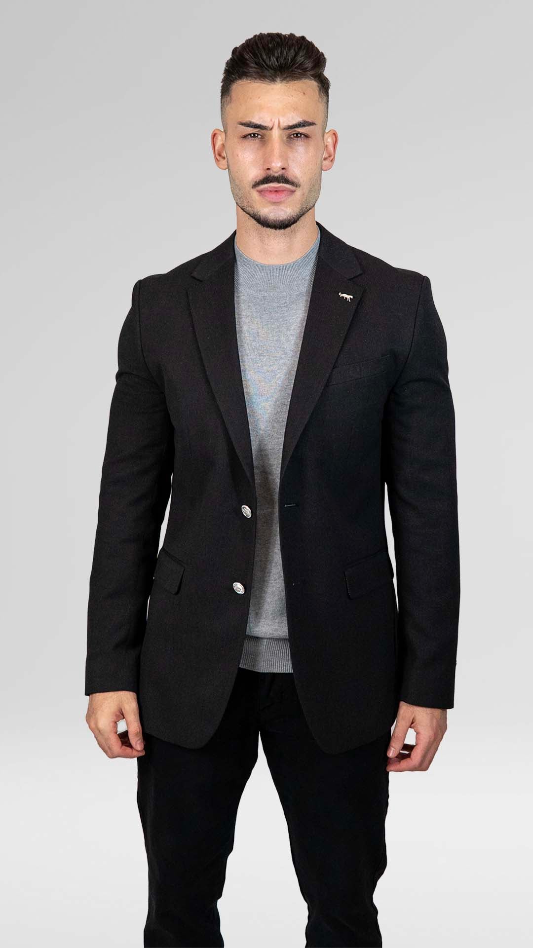 Blazer Preto com Botões Prateados