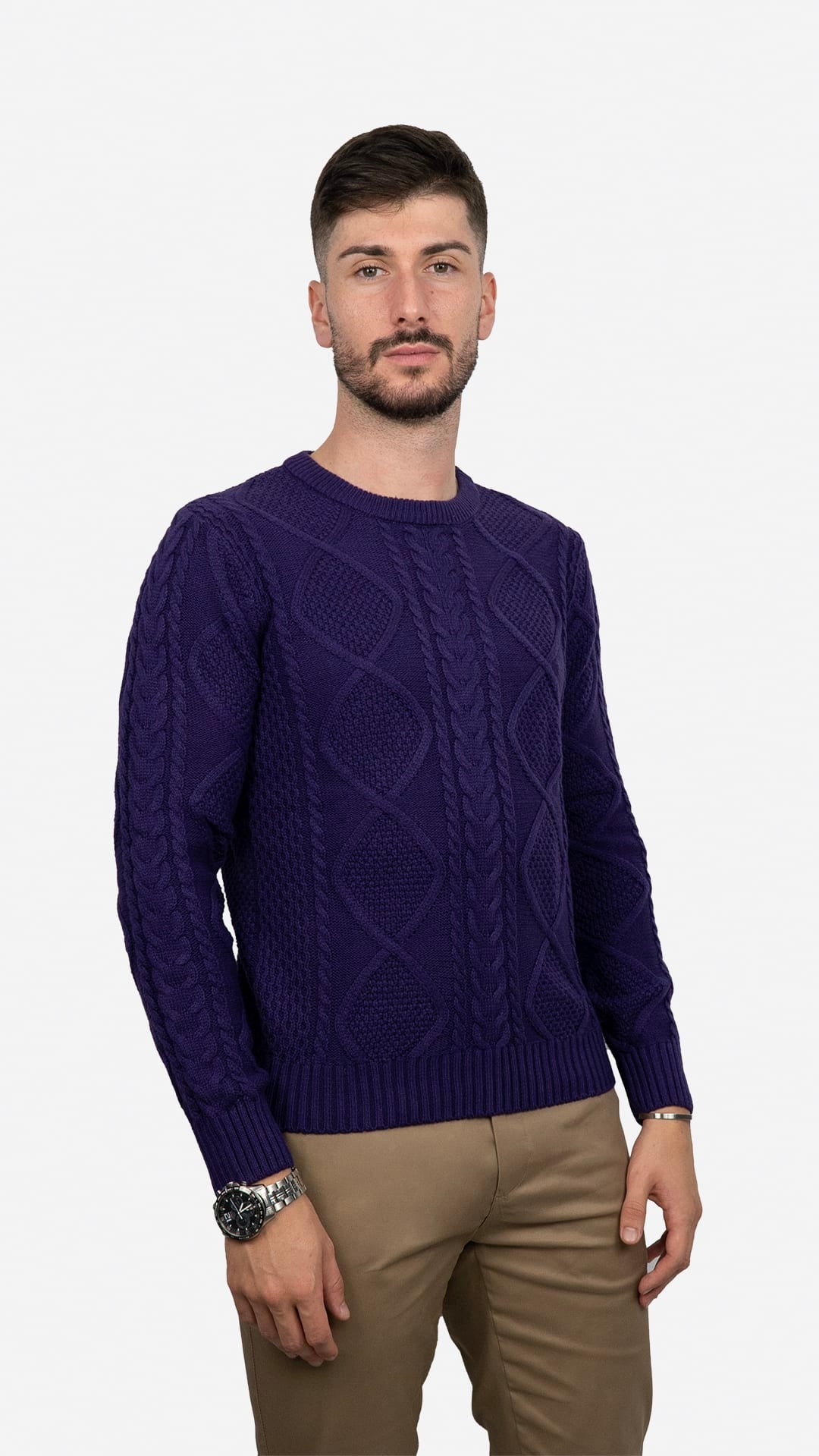 Camisola de Malha Roxa Entrançada