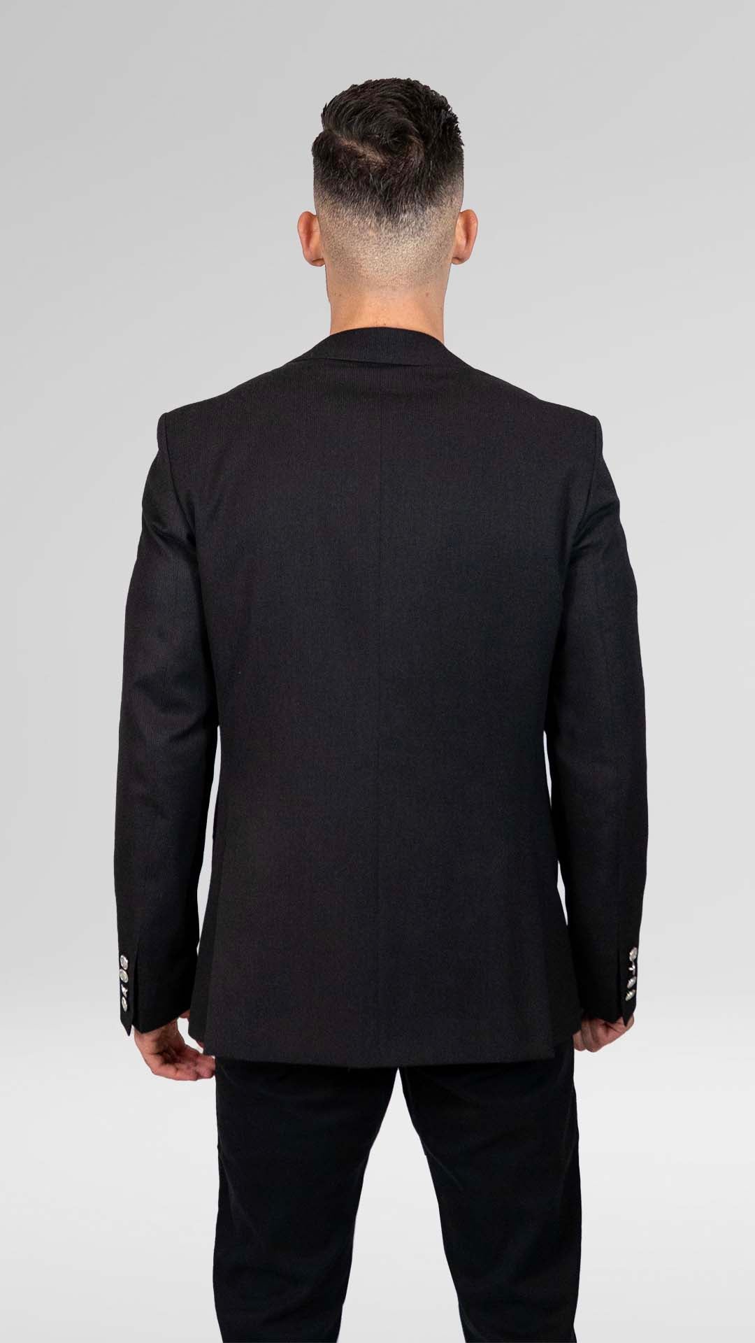Blazer Preto com Botões Prateados