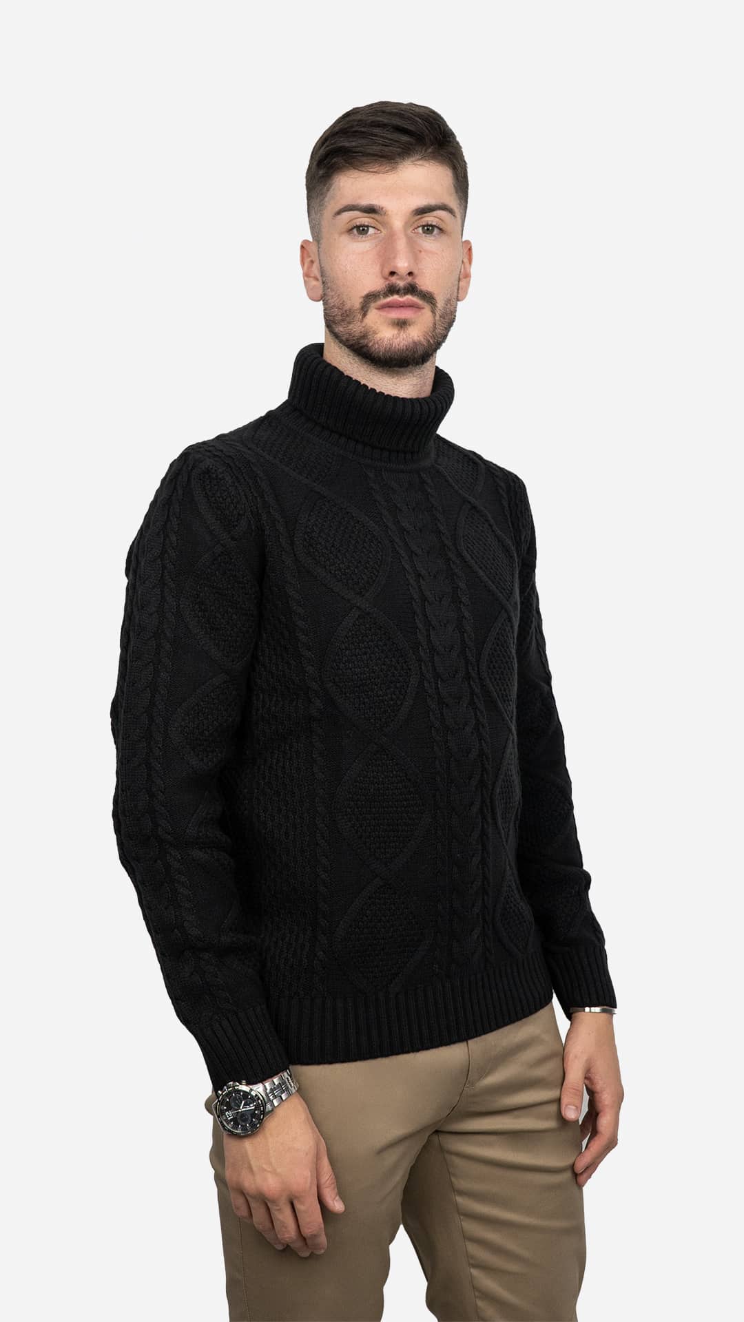 Camisola de Malha Preta Entrançada
