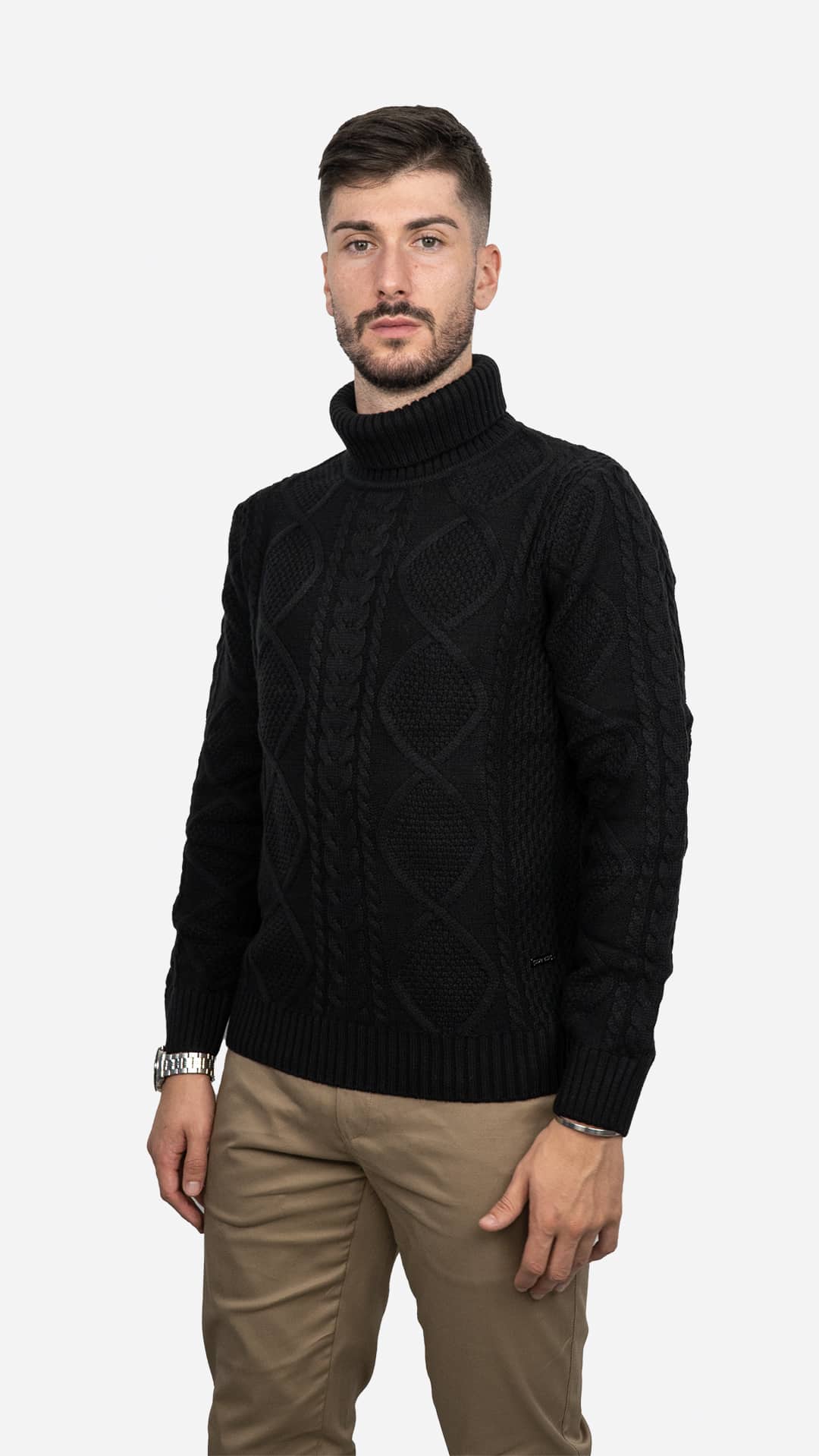 Camisola de Malha Preta Entrançada