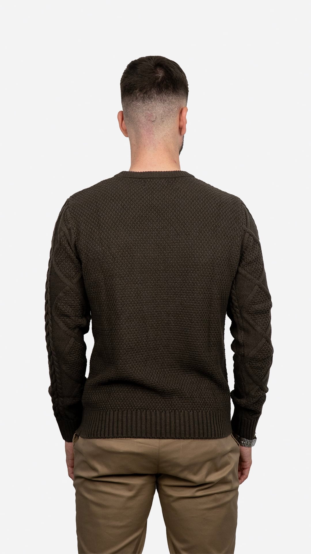 Camisola de Malha Castanha Entrançada