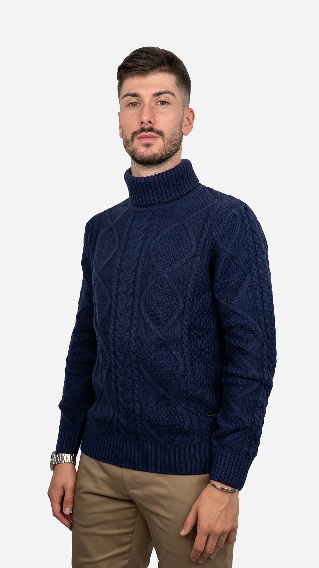 Camisola de Malha Azul Entrançada