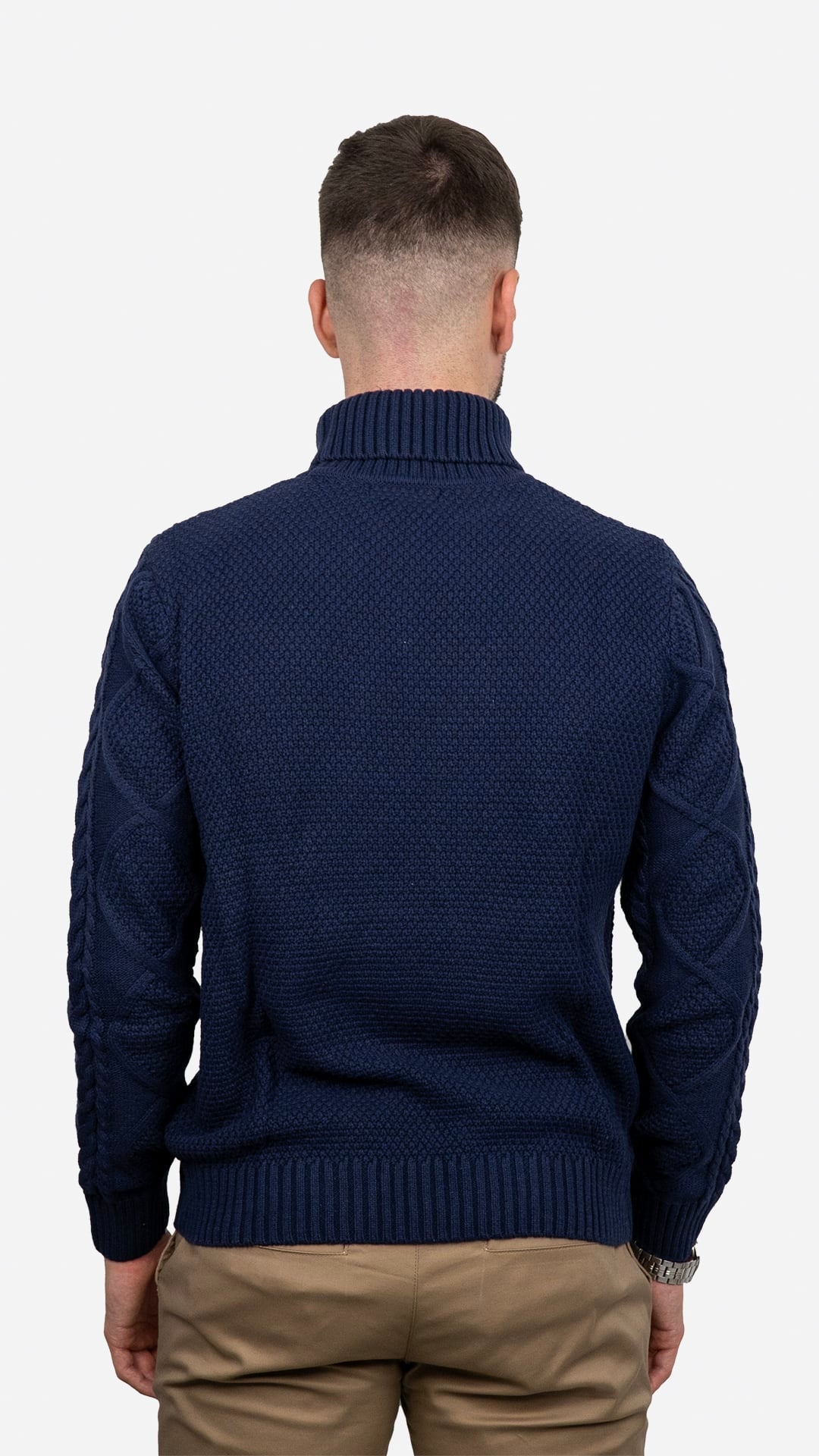 Camisola de Malha Azul Entrançada