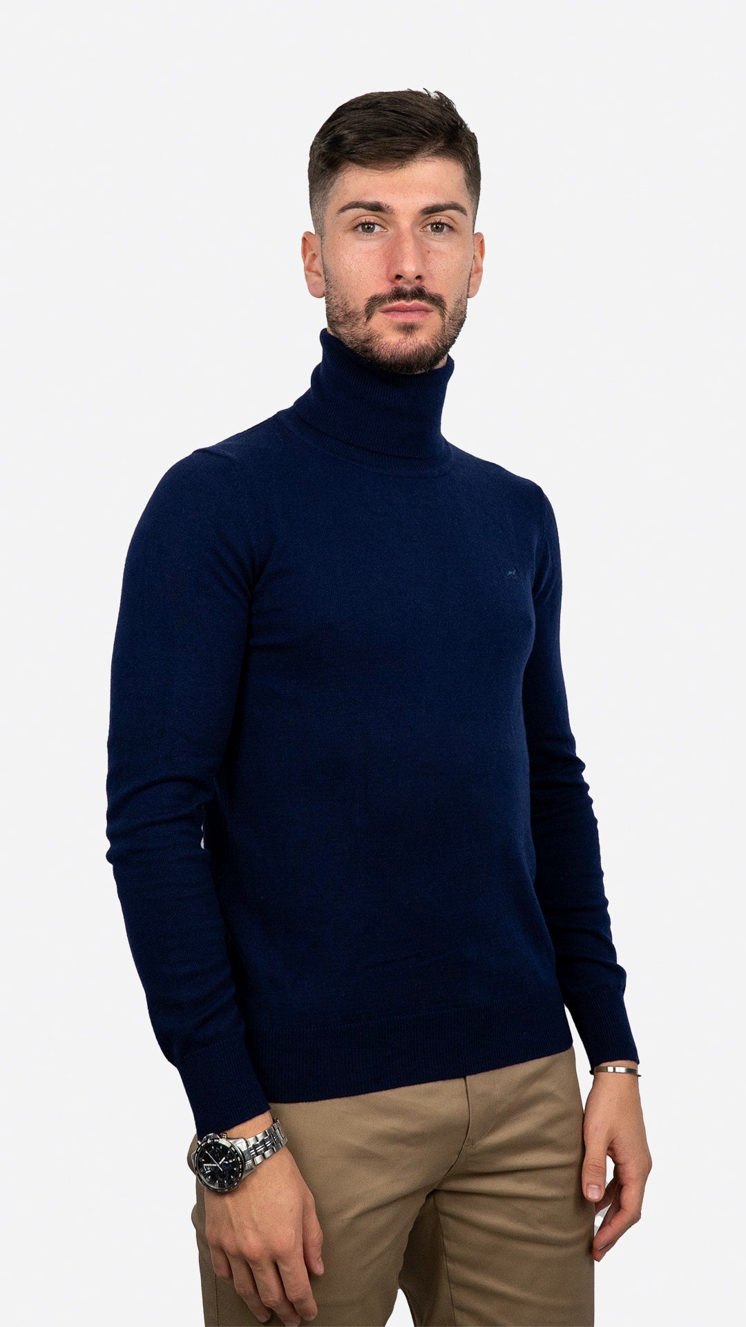 Camisola de Gola Alta Azul