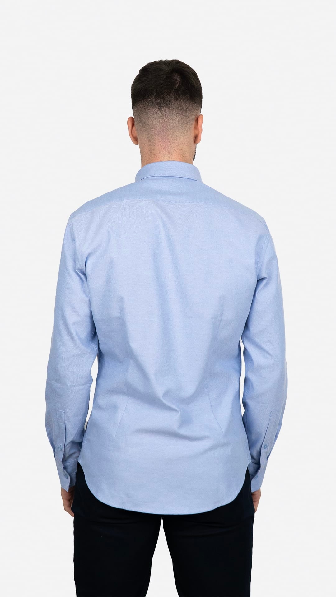 Camisa Botão no Colarinho Azul Clara