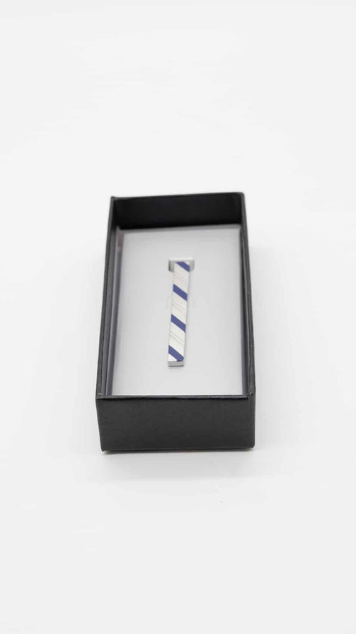 Alfinete Gravata Prateado e Azul